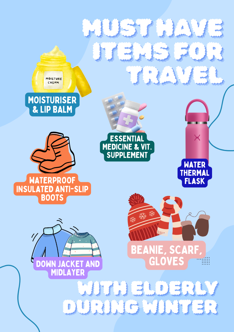 5 essential items elderly must bring when travel to cold countries
