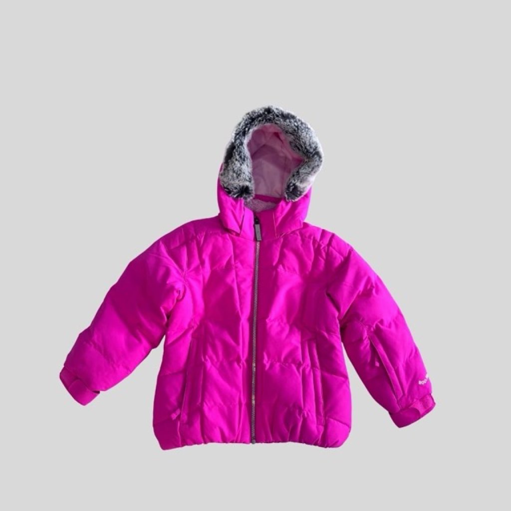 Boulder Games pink waterproof down jacket suitable for snow or ski travel