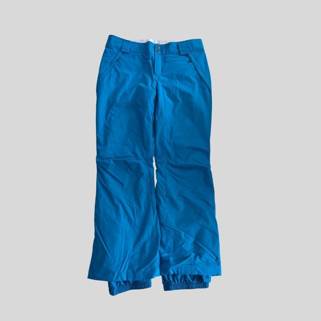 Columbia blue waterproof ski pants suitable for snow and ski travel