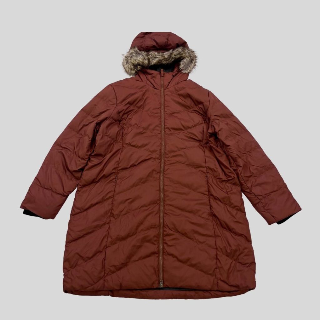Eddie Bauer red brick light down parka suitable for Japan, China, Korea, Europe winter trip