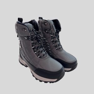 Grey lace zipped waterproof wool insulated snow boots suitable for Japan, Korea, China, Europe, Harbin, Scandinavia winter trip