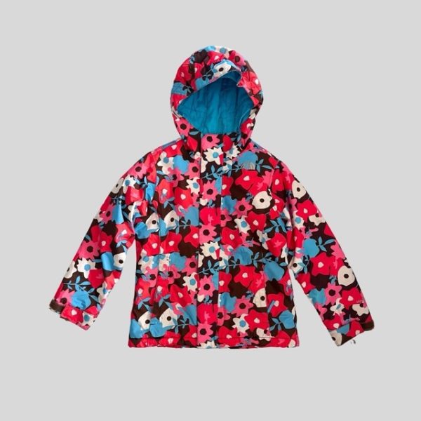 The North Face red waterproof down/ski jacket for snow trip