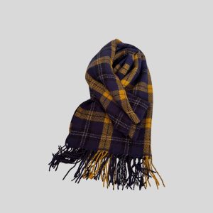 Uniqlo blue checkered winter scarf suitable for winter trip