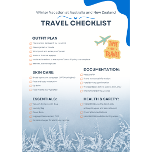 packing list for winter trip to Australia and New Zealand