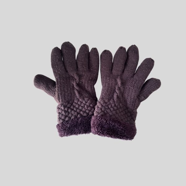 Brown thick knitted gloves suitable Japan, korea, china, winter trip/ski travel