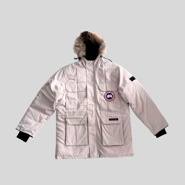 Canada Goose white Expedition parka with fur hood for Harbin, Lapland and Scandinavia winter travel