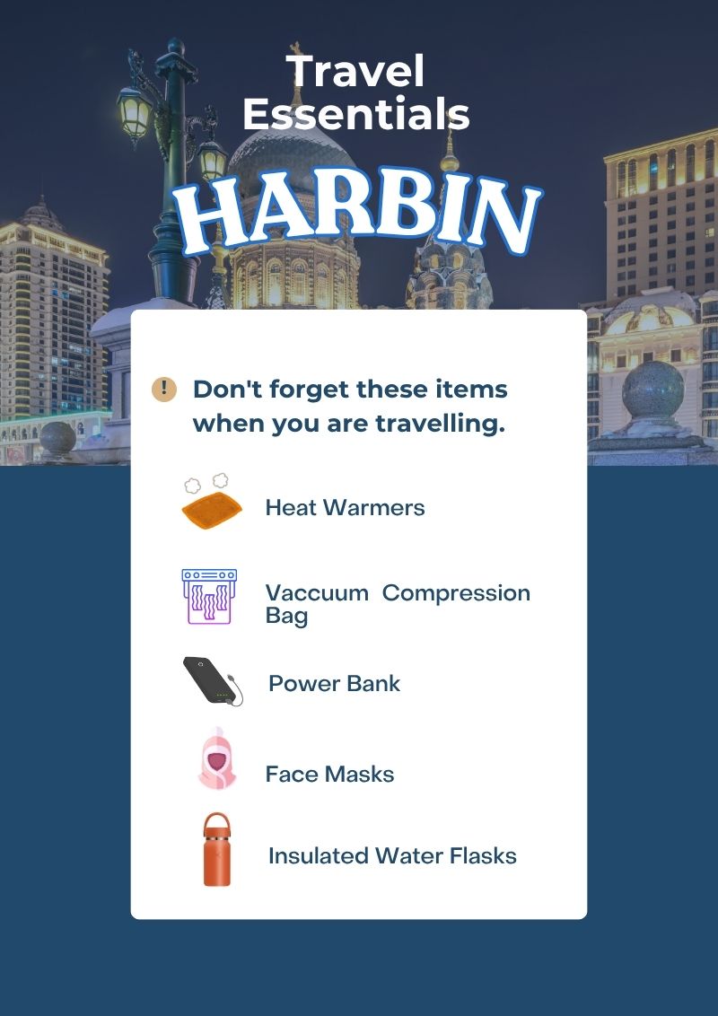 Essential items to bring for Harbin winter trip in December, January and February