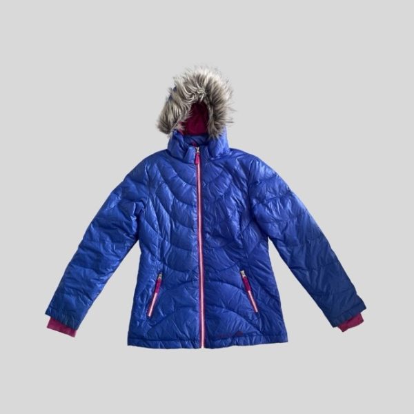 Free Country blue hooded waterproof down jacket suitable for Japan, China, Korea, Europe, Harbin, New Zealand, Australia winter trip