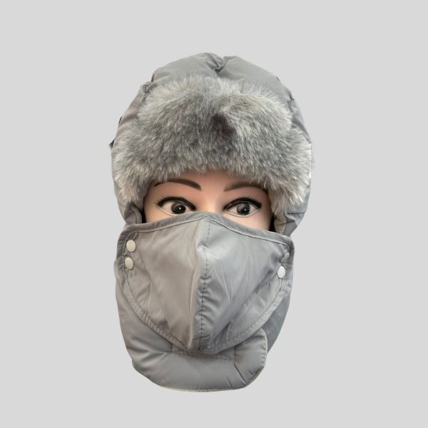 Full cover grey hat suitable for Harbin and Scandinavia winter trip