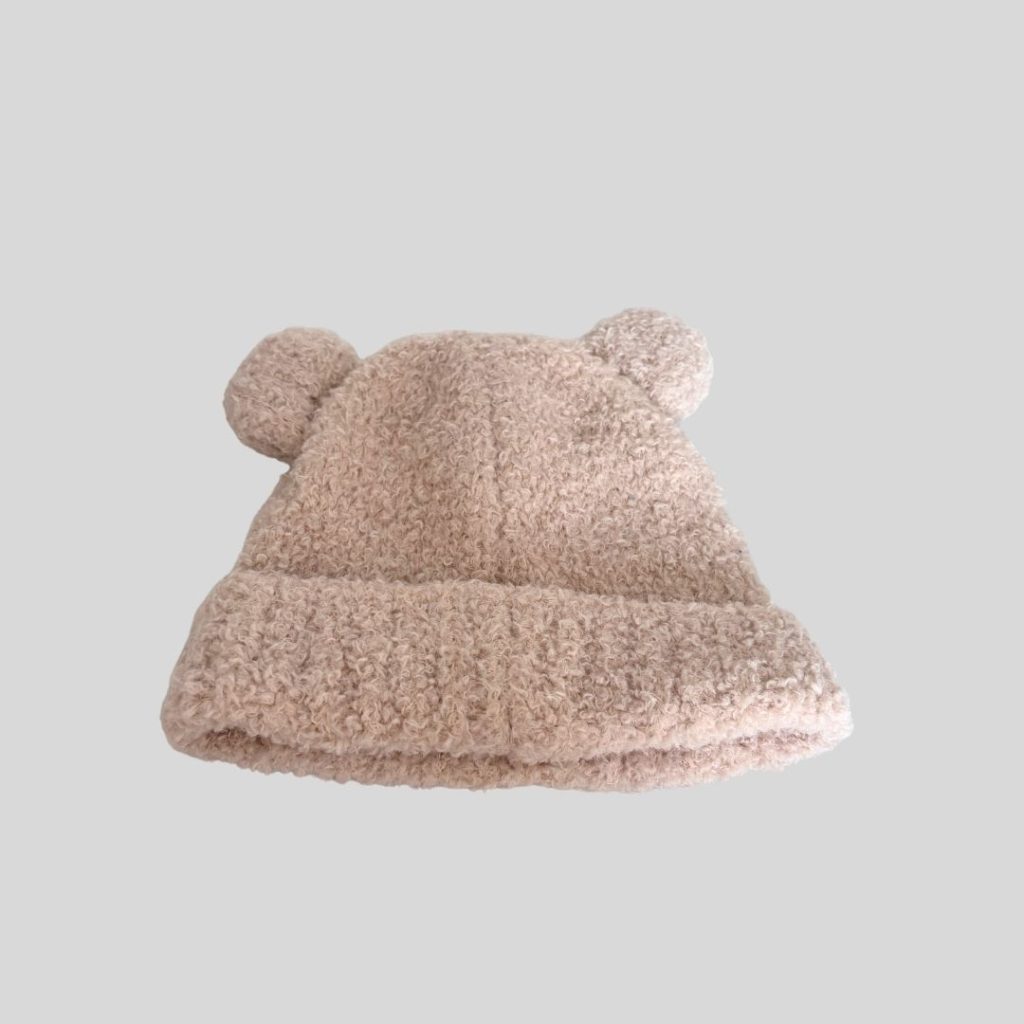 Korean bear creme winter beanie for winter trip