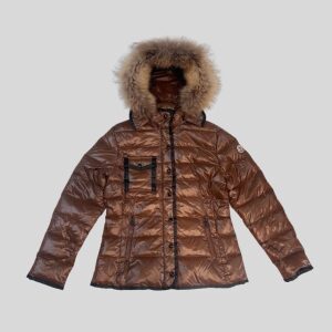 Moncler brown fur hooded waterproof down jacket suitable for Japan, Korea, China, Europe, New Zealand, Australia winter travel