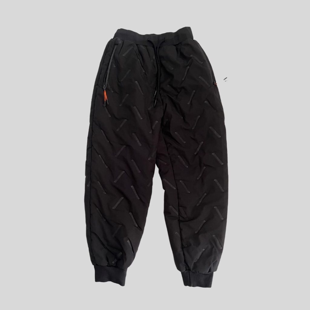 Black quilt wool lined insulated winter pants suitable for Japan, Korea, China, Europe winter trip