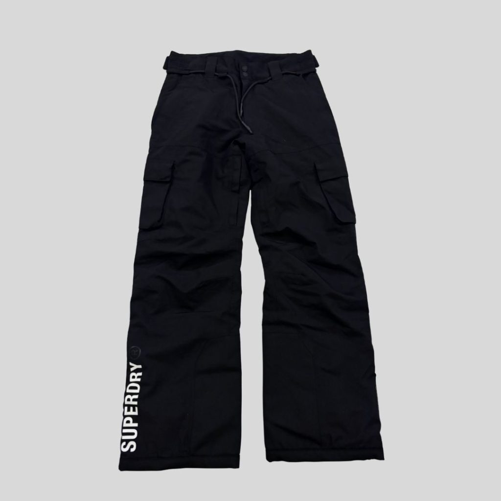Supreme black waterproof ski pants suitable for snow and ski travel