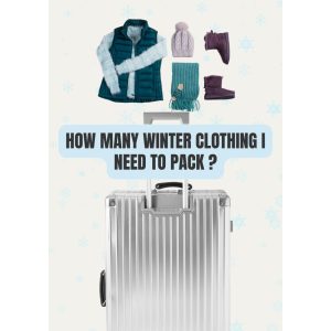 Winter clothing and luggage with the title “How Many Winter Clothes Do I Need to Pack?”